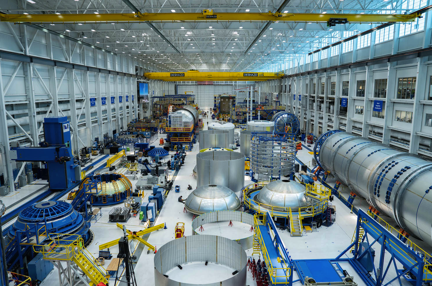 New Glenn’s first and second stages in process at Blue Origin’s orbital launch vehicle factory at Cape Canaveral, FL. (June 12, 2023)