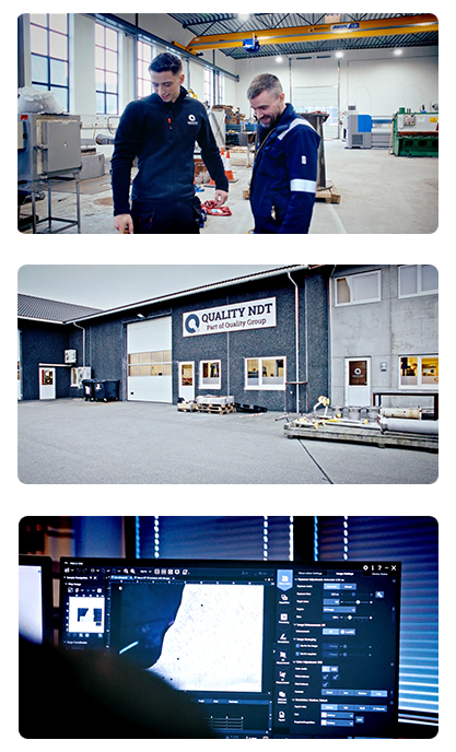 a set of 3 images showing people working at Quality NDT
