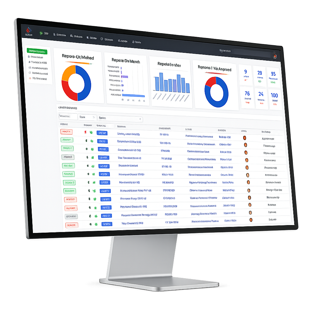 computer monitor displaying the dashboard of our NDT reporting software