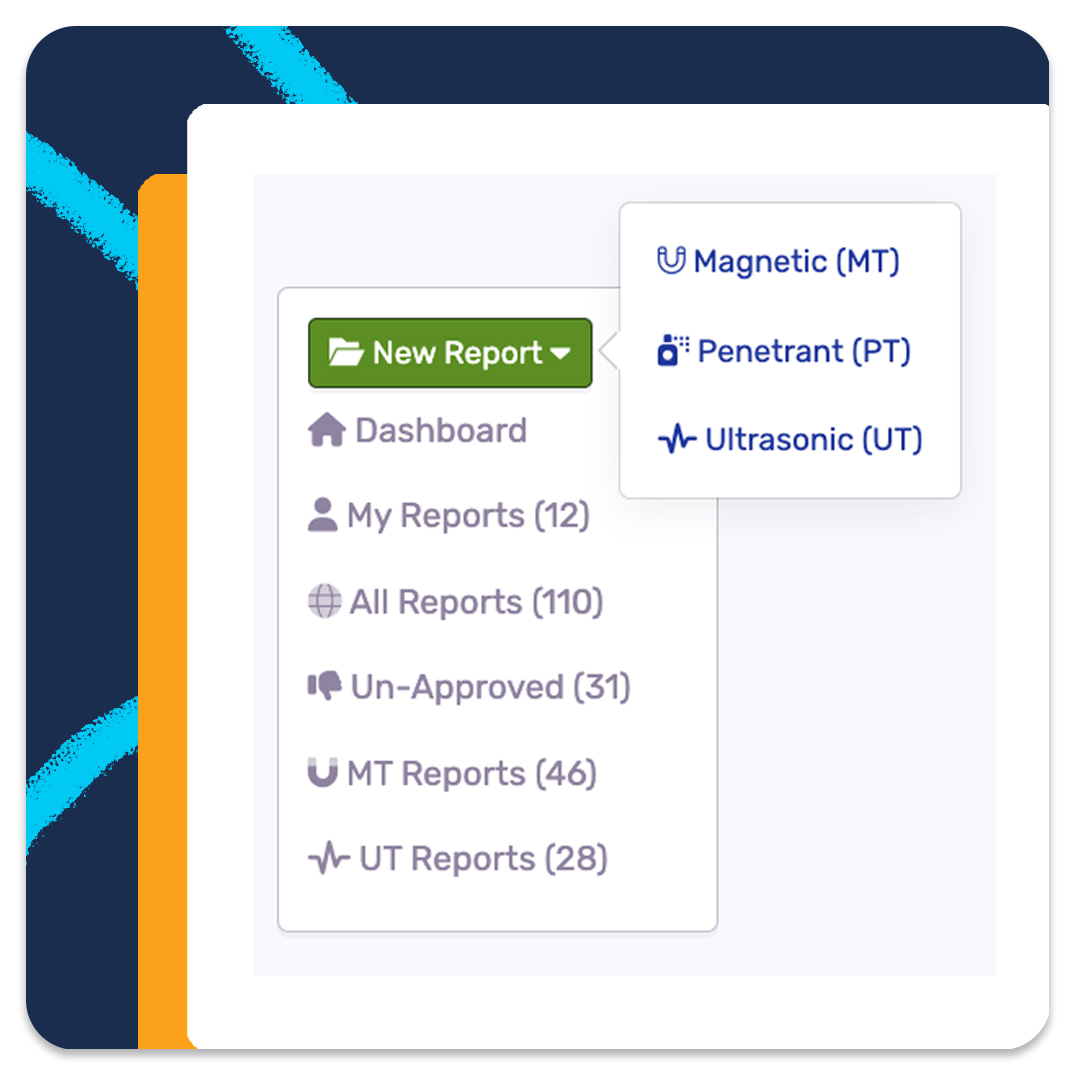 Graphic showing a report with QR code and validation shields